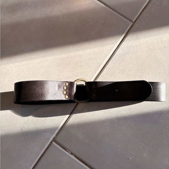 GAP Accessories - GAP Dark Brown Leather Belt with Gold Accents